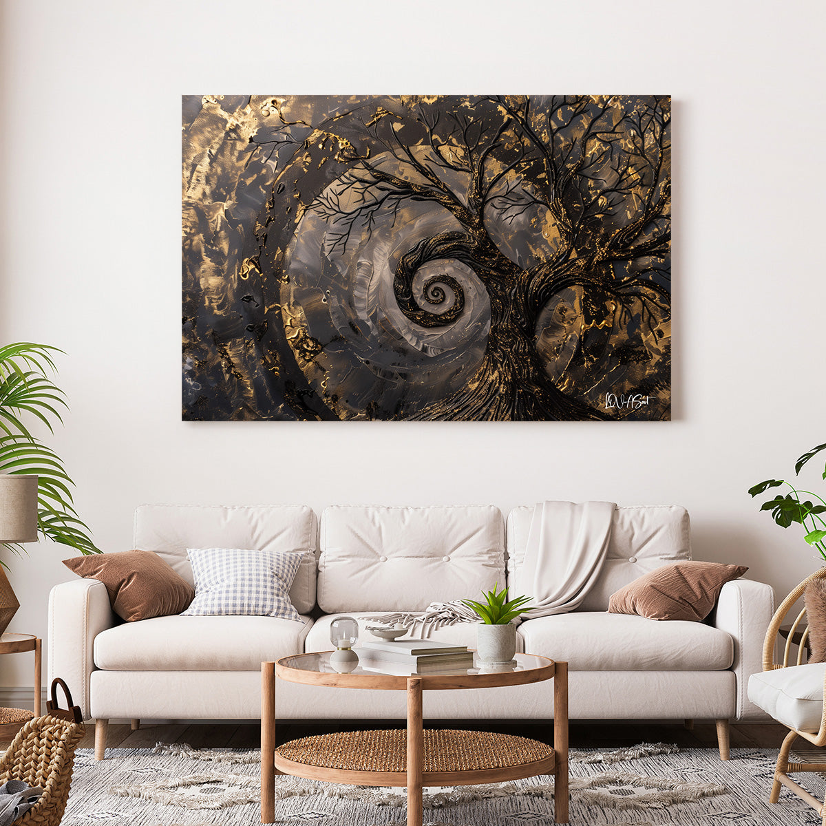 Altın Spiral Ağaç kanvas tablo — farklı açıdan görünüm