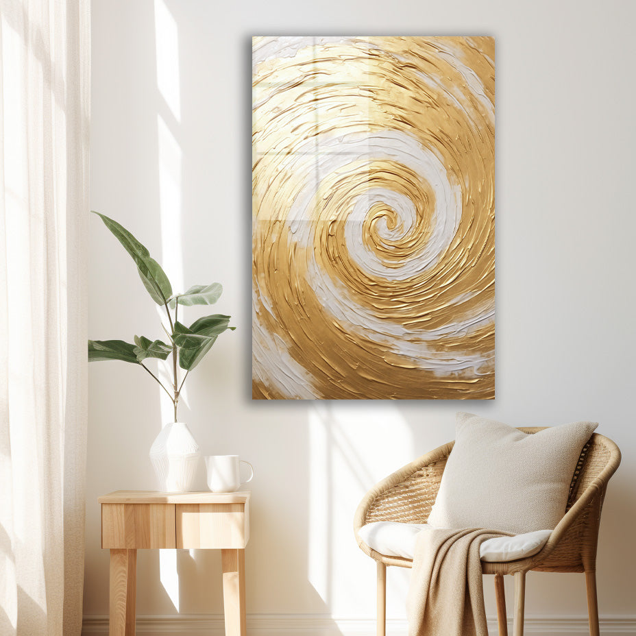 Altın Spiral cam tablo — duvarda dekorasyon görünümü
