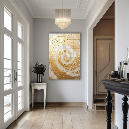 Altın Spiral cam tablo — iç mekân uygulama örneği