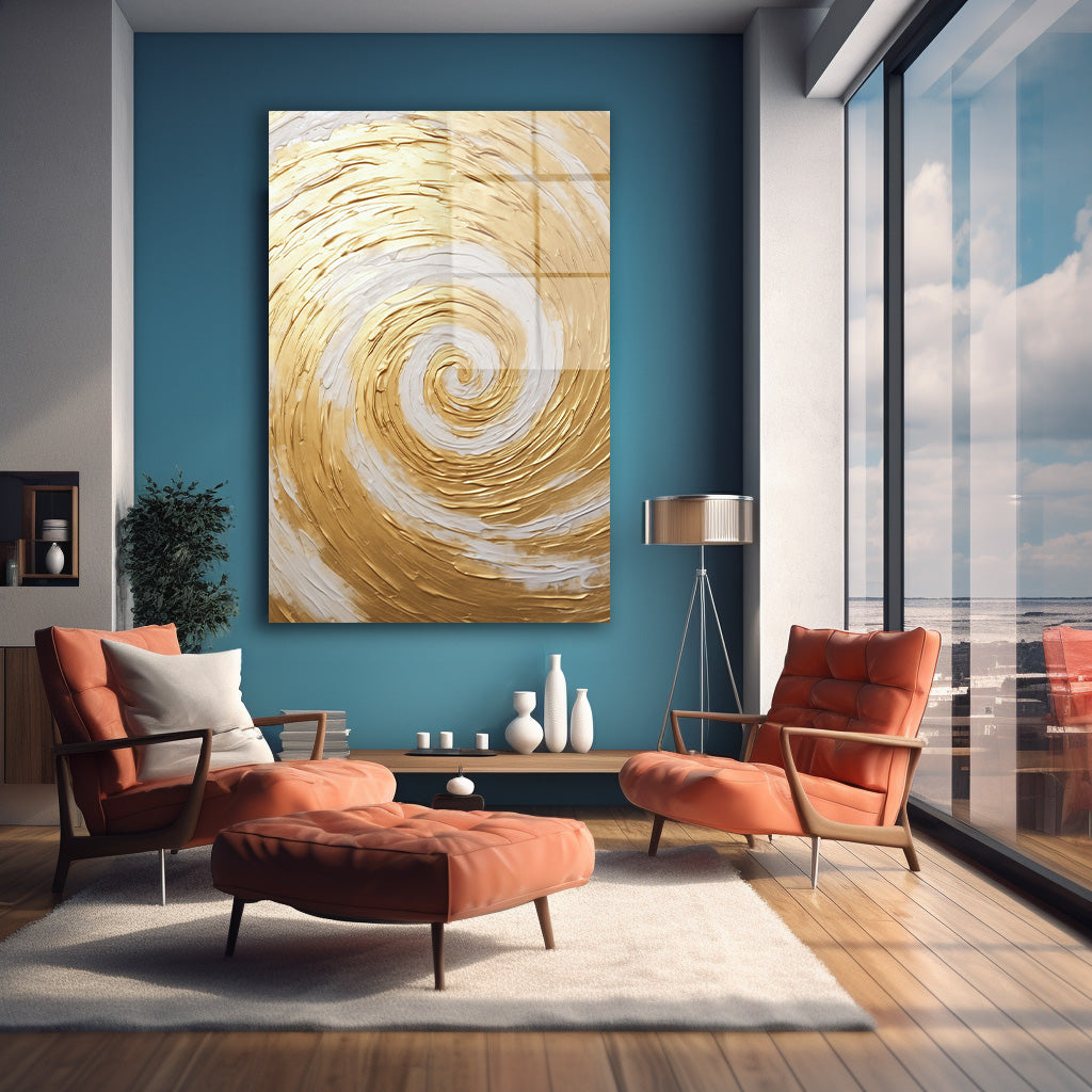 Altın Spiral cam tablo — farklı açıdan görünüm