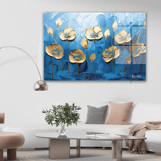 Altın Tonu cam tablo — duvarda dekorasyon görünümü