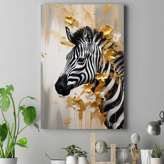 Altın Yeleli Zebra kanvas tablo — farklı açıdan görünüm