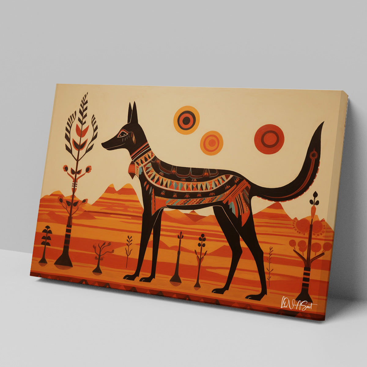 Anubis Figürü kanvas tablo — duvarda dekorasyon görünümü