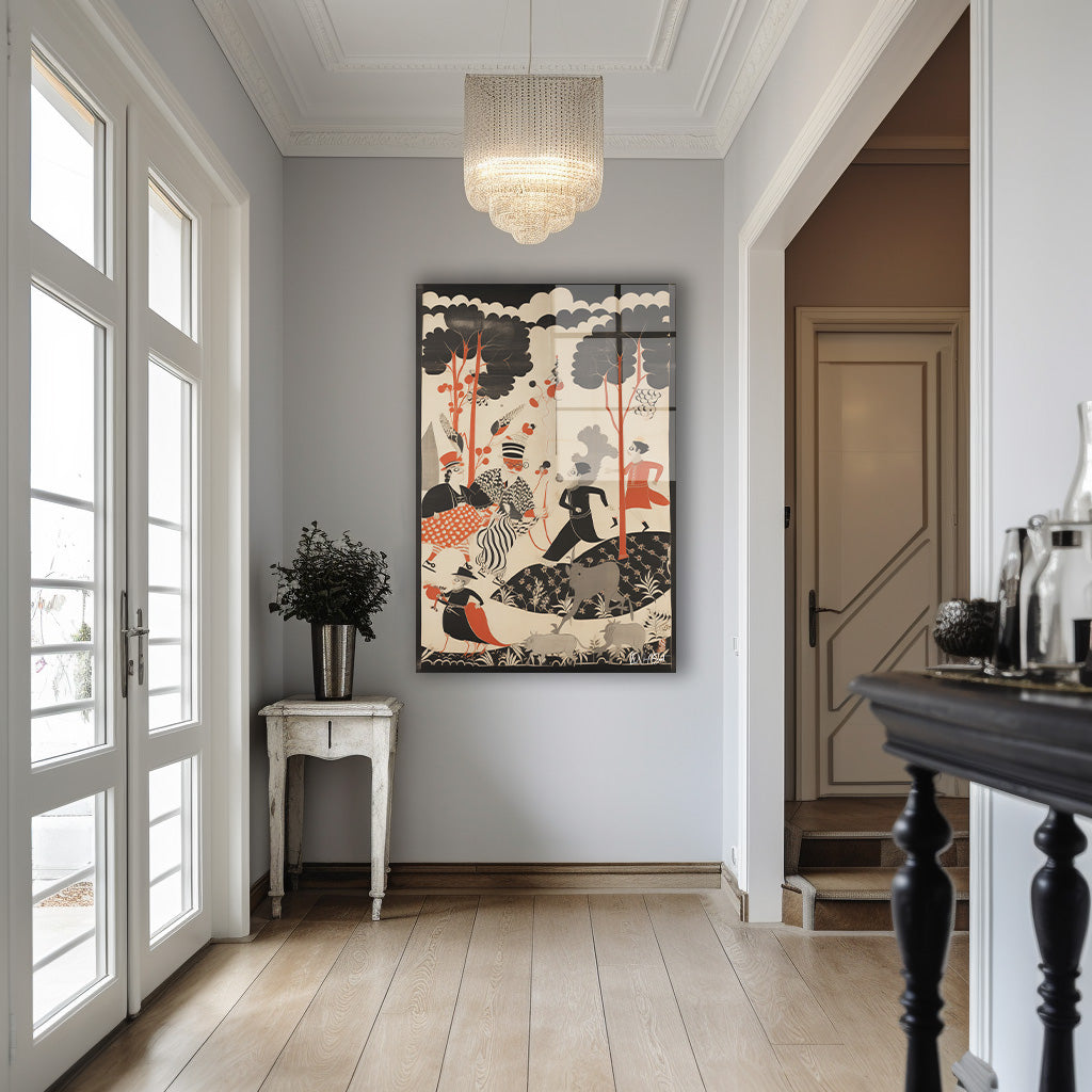Art Deco Figürler cam tablo — iç mekân uygulama örneği