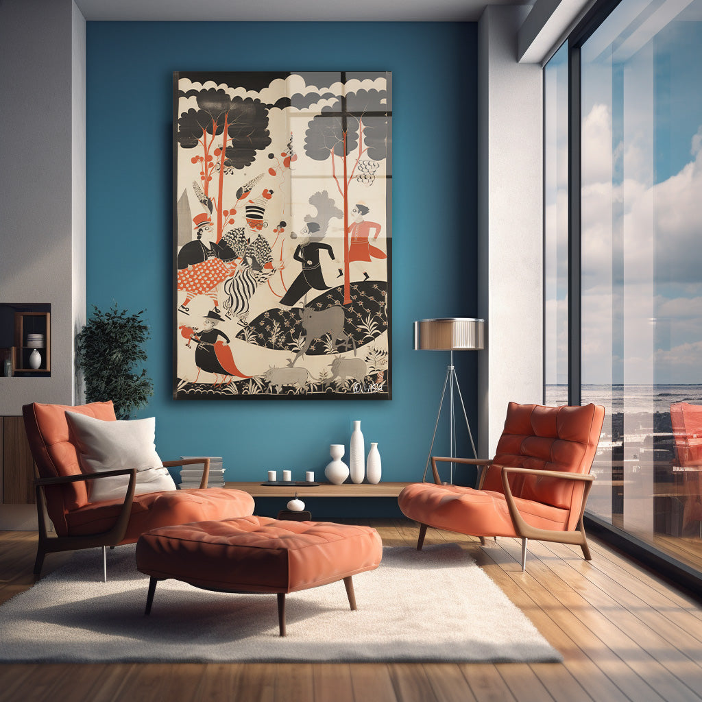 Art Deco Figürler cam tablo — farklı açıdan görünüm