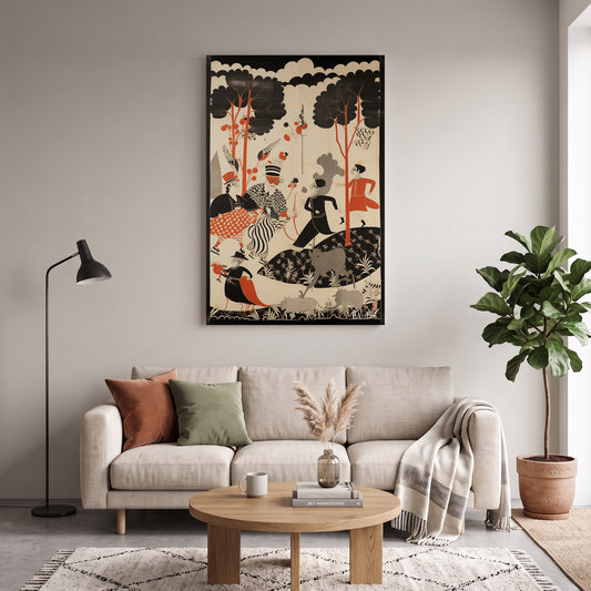 Art Deco Figürler kanvas tablo — duvarda dekorasyon görünümü