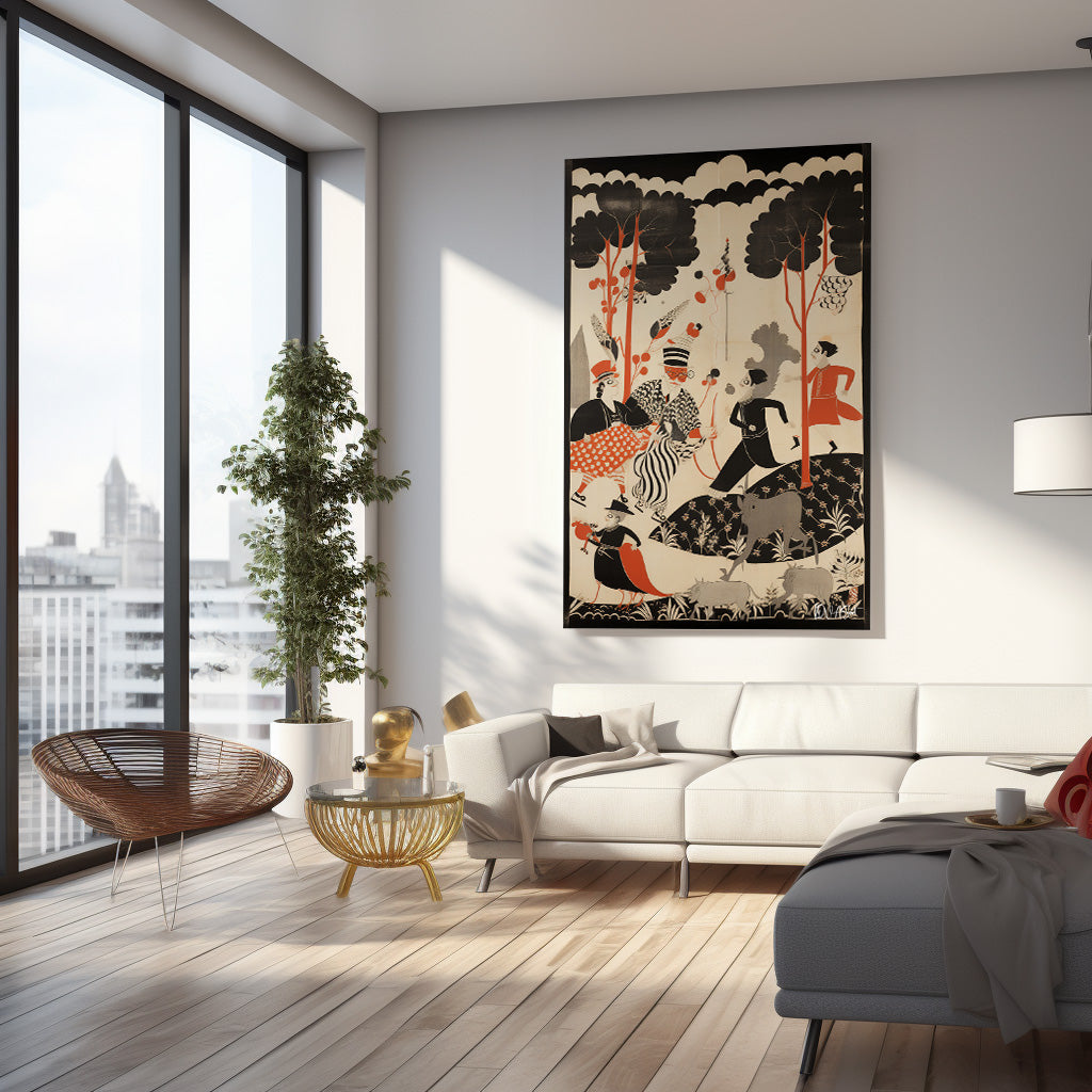 Art Deco Figürler kanvas tablo — iç mekân uygulama örneği