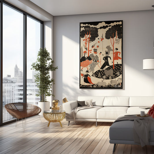 Art Deco Figürler kanvas tablo — iç mekân uygulama örneği