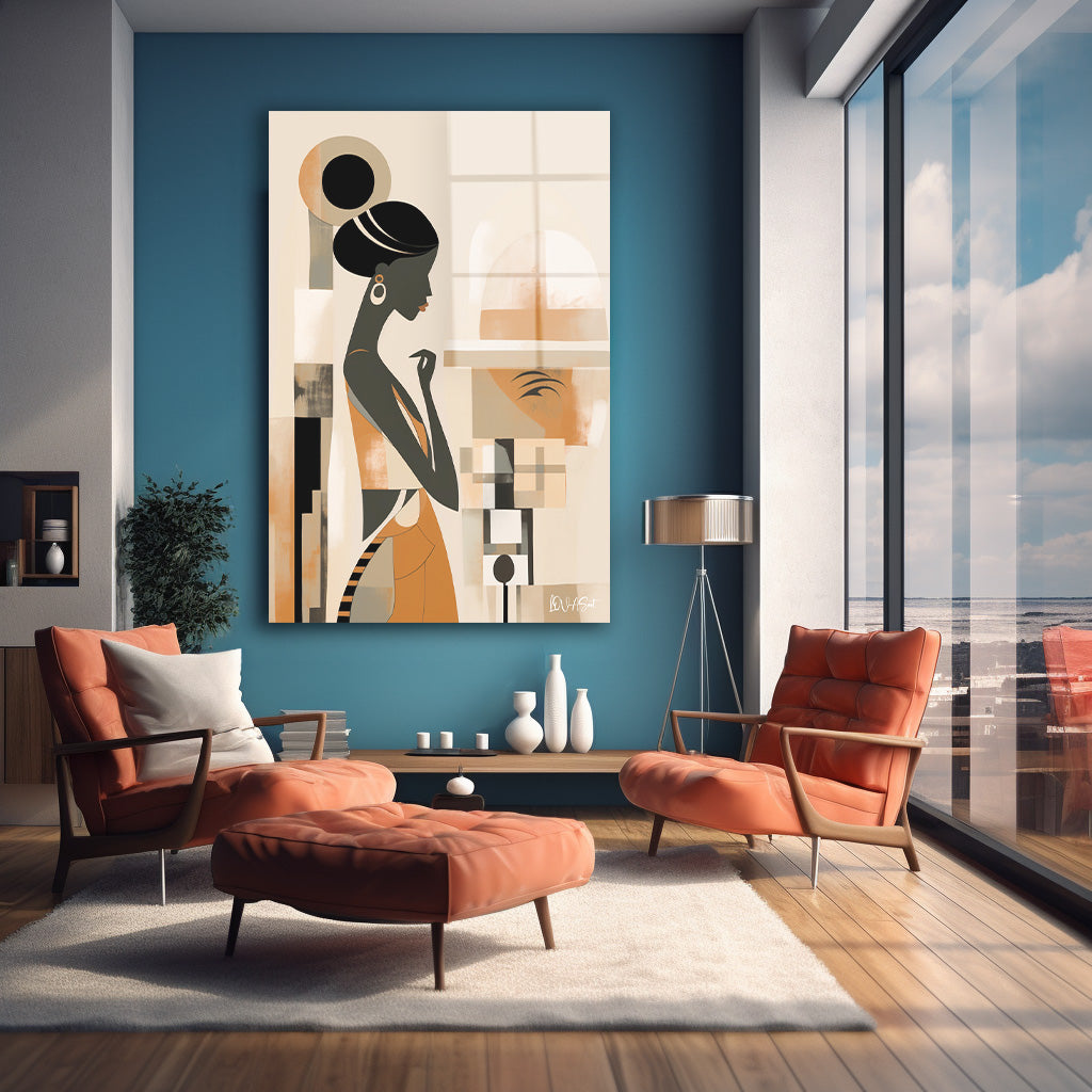 Art Deco Kadın cam tablo — farklı açıdan görünüm