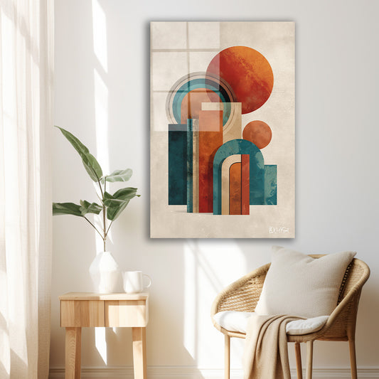 Art Deco Kemerler cam tablo — duvarda dekorasyon görünümü