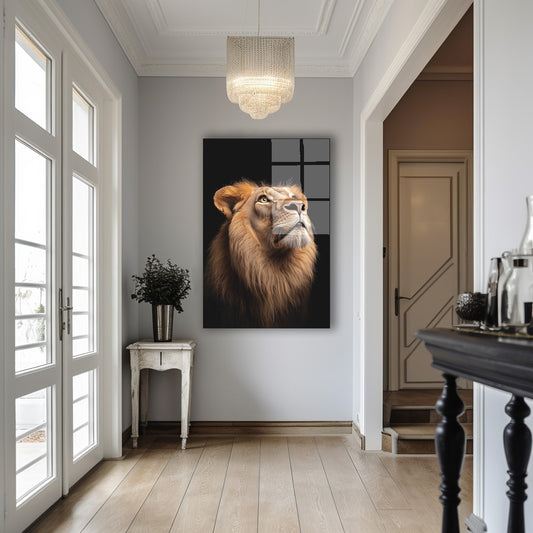 Aslan Portresi 2 cam tablo — iç mekân uygulama örneği