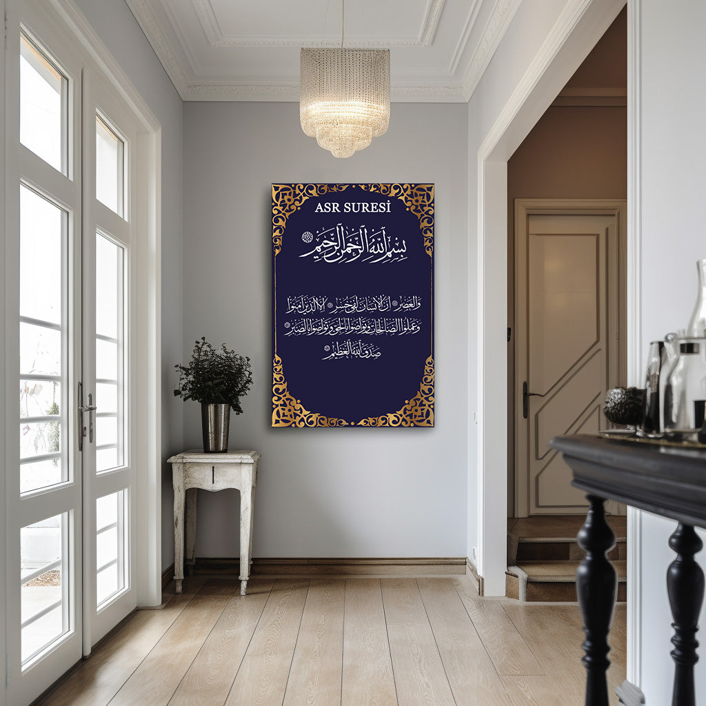 Asr Suresi kanvas tablo — duvarda dekorasyon görünümü