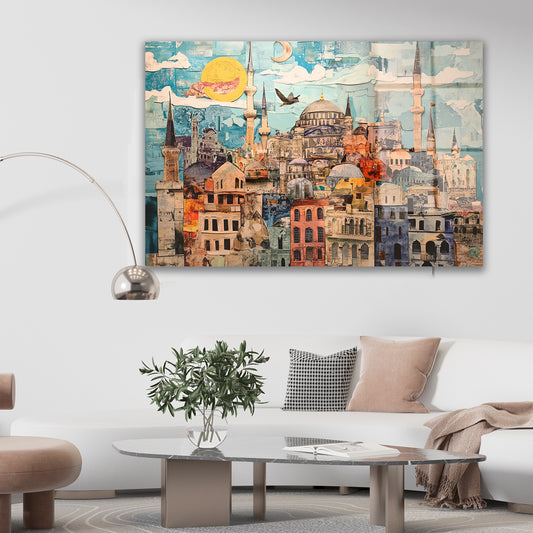 Ay Işığında İstanbul Kolajı cam tablo — farklı açıdan görünüm