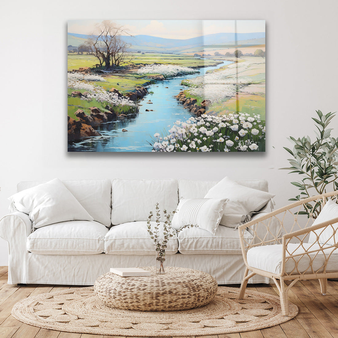 Baharın Uyanışı cam tablo — duvarda dekorasyon görünümü