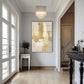 Bej Altın Soyut 3 cam tablo — iç mekân uygulama örneği