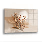 Bej Dal ve Ay cam tablo — Kuru taneli bir dal, soluk bir ayın önünde sessizce duruyor.