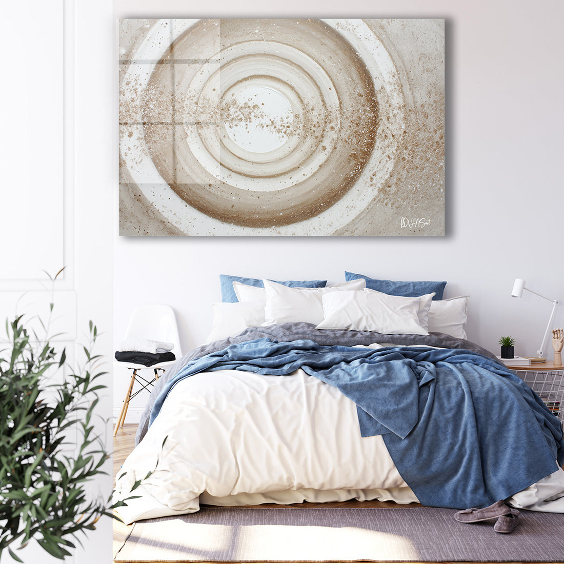 Bej Spiral cam tablo — iç mekân uygulama örneği