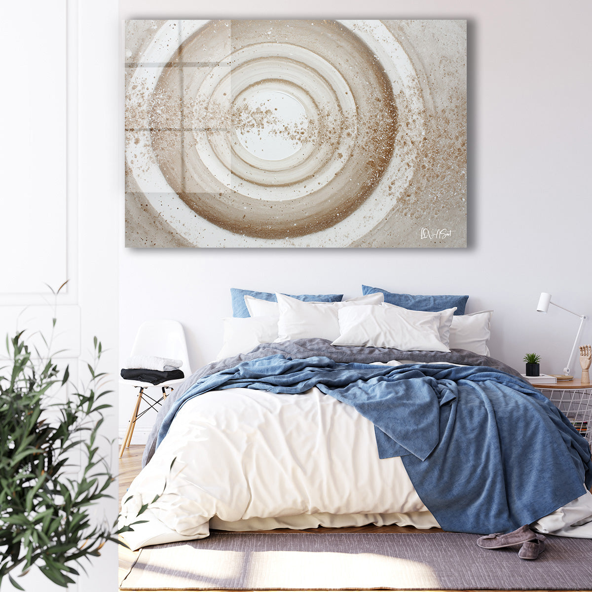 Bej Spiral cam tablo — iç mekân uygulama örneği