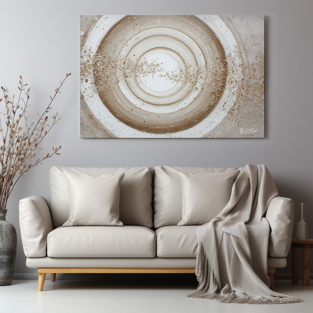 Bej Spiral kanvas tablo — duvarda dekorasyon görünümü