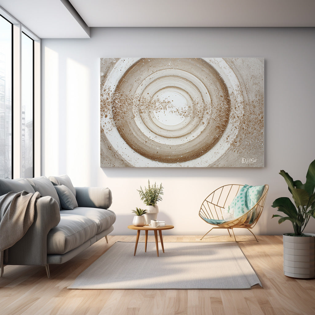 Bej Spiral kanvas tablo — farklı açıdan görünüm