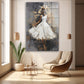 Beyaz Elbiseli Balerin 2 cam tablo — duvarda dekorasyon görünümü