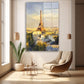 Beyaz Eyfel cam tablo — duvarda dekorasyon görünümü