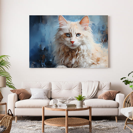 Beyaz Kedi kanvas tablo — farklı açıdan görünüm