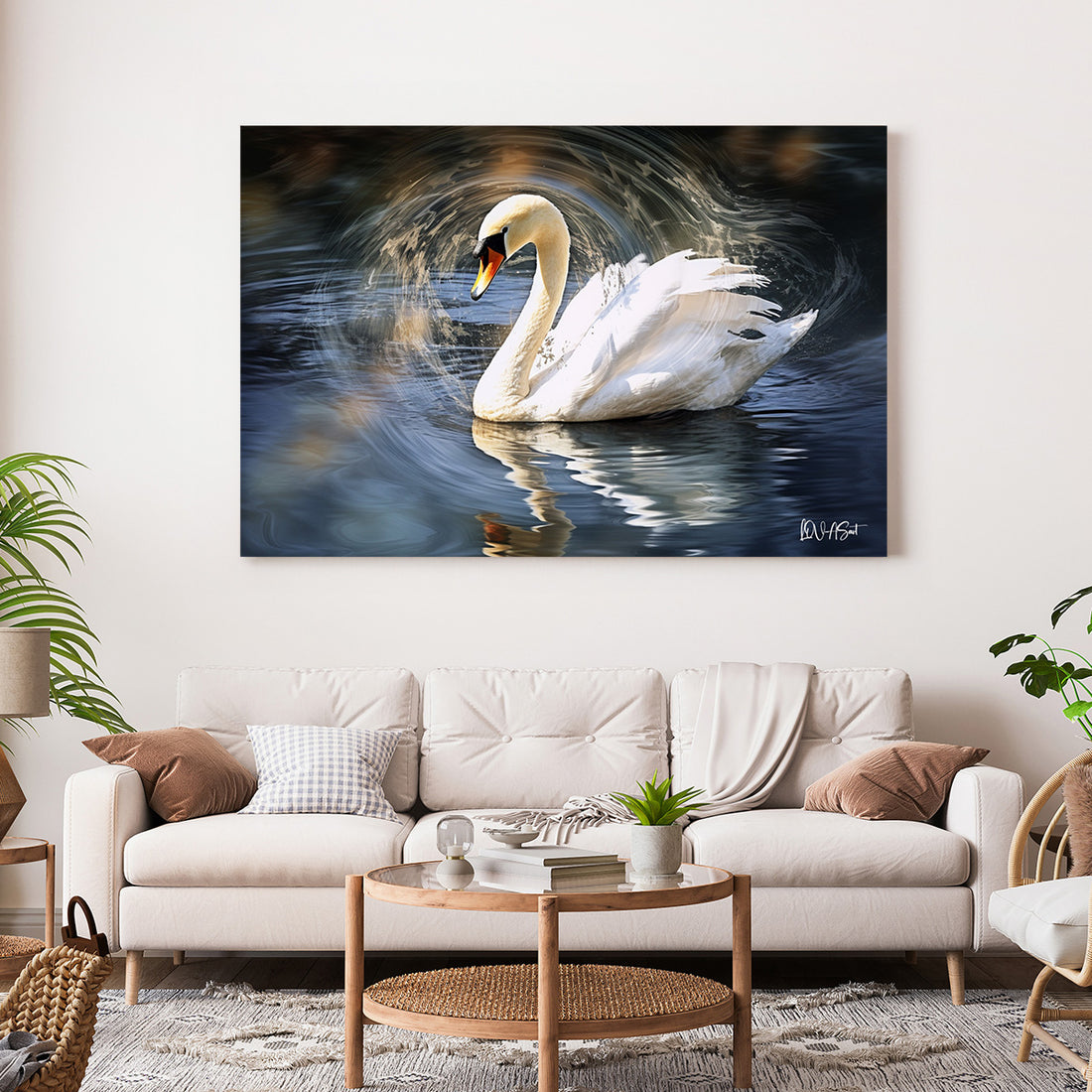 Beyaz Kuğu 5 kanvas tablo — farklı açıdan görünüm