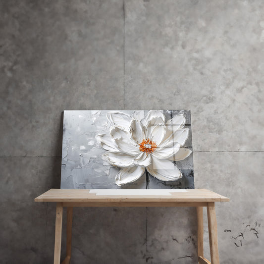Beyaz Lotus 4 cam tablo — farklı açıdan görünüm