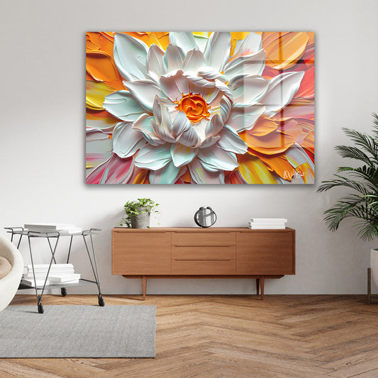 Beyaz Lotus 8 cam tablo — farklı açıdan görünüm