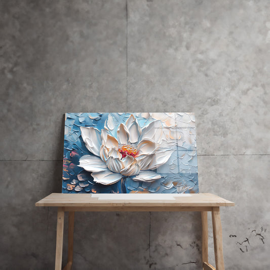 Beyaz Lotus 9 cam tablo — farklı açıdan görünüm