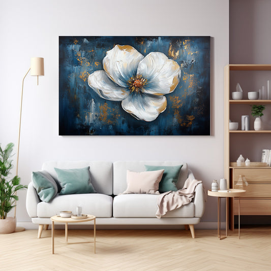 Beyaz Manolya 8 kanvas tablo — duvarda dekorasyon görünümü