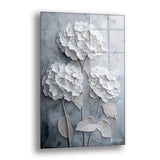 Beyaz Ortancalar - Cam Tablo