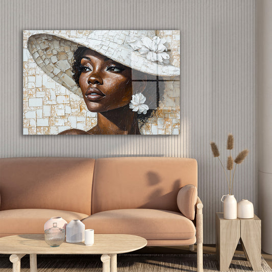 Beyaz Şapkalı Afrikalı cam tablo — farklı açıdan görünüm