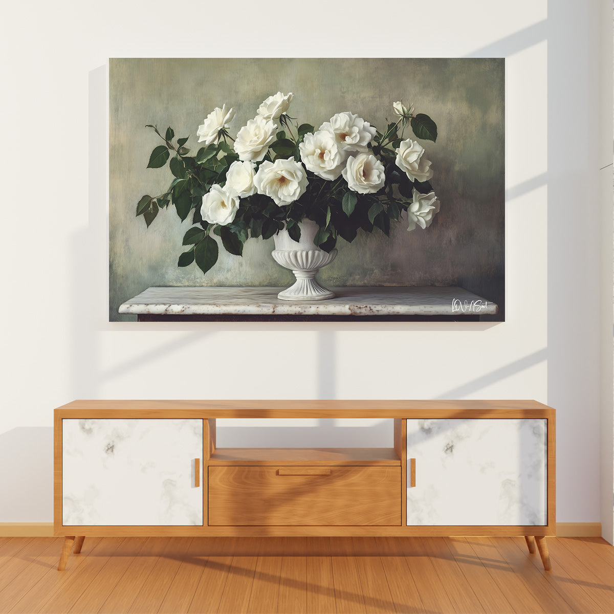 Beyaz Vazo Ve Çiçekler