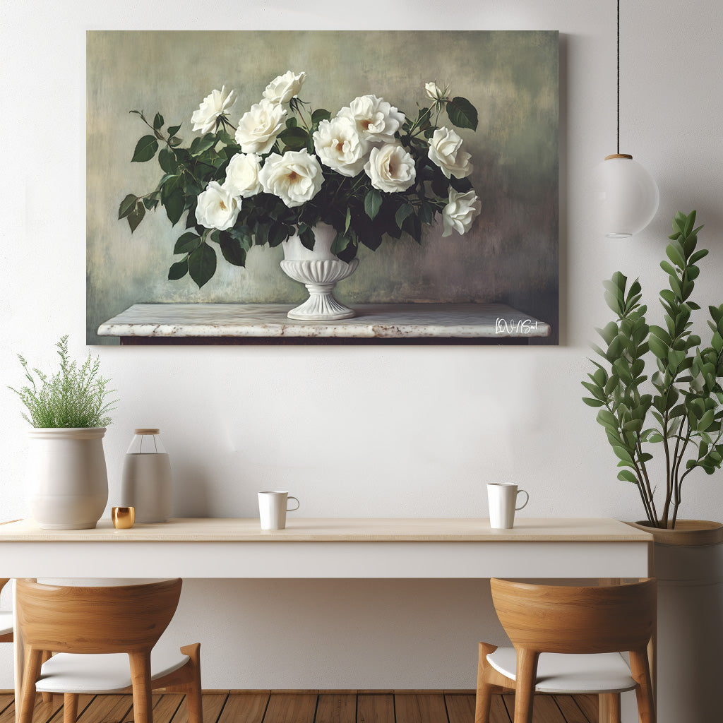 Beyaz Vazo Ve Çiçekler