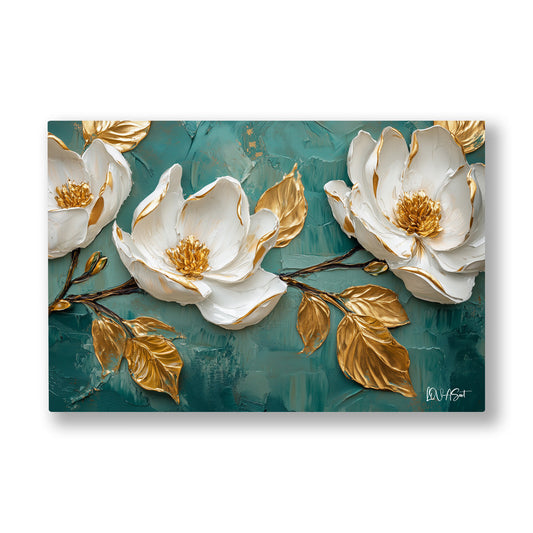 Beyaz Ve Gold Çiçekler