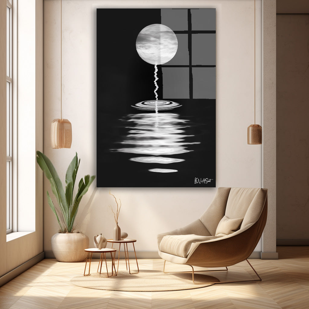 Beyaz Yansıma cam tablo — duvarda dekorasyon görünümü