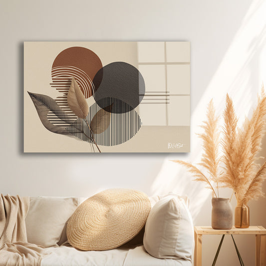 Boho Daire Yaprak cam tablo — farklı açıdan görünüm