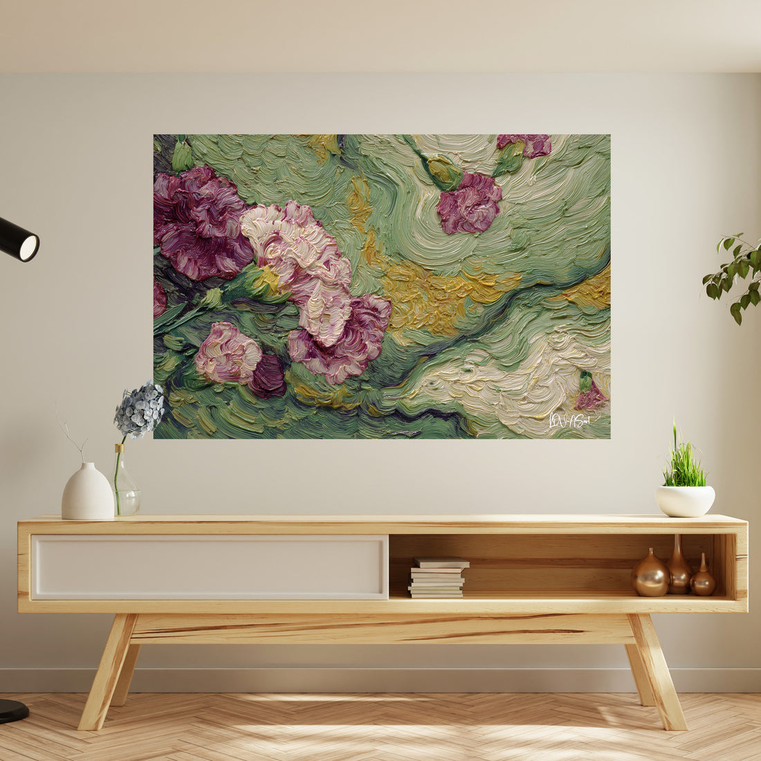 Bordo Çiçek Deseni kanvas tablo — farklı açıdan görünüm