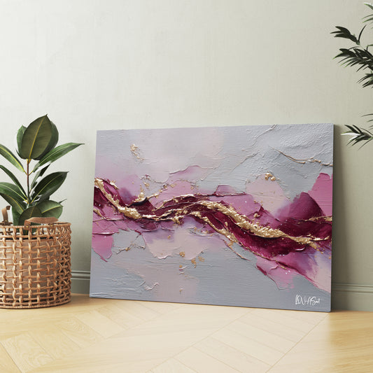 Bordo Damarlı Pastel Akış kanvas tablo — ek dekorasyon görünümü