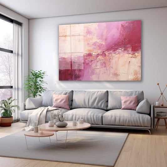 Bordo Pembe Ufuk cam tablo — farklı açıdan görünüm