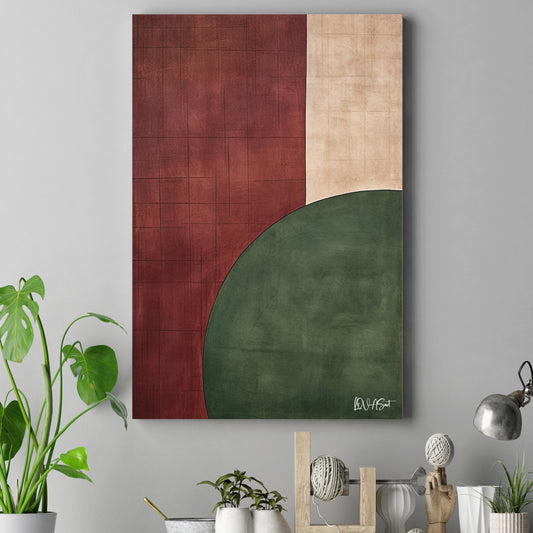 Bordo Yeşil Geometri kanvas tablo — farklı açıdan görünüm