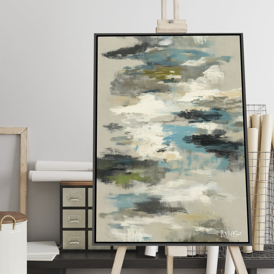 Bulanık Bulut Dokusu - Kalın Metal Çerçeveli Kanvas Tablo