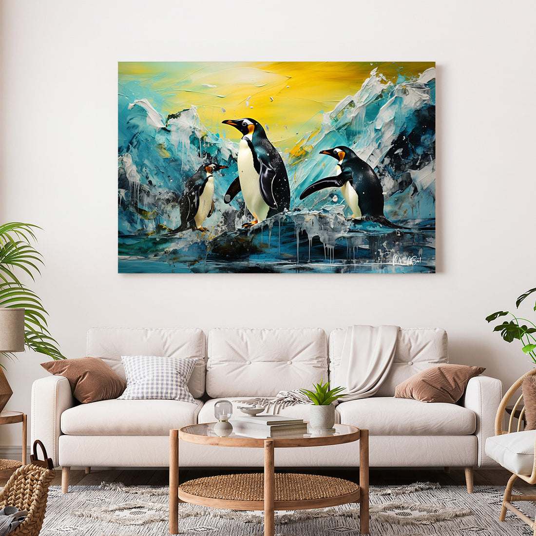 Buzda Penguenler kanvas tablo — farklı açıdan görünüm