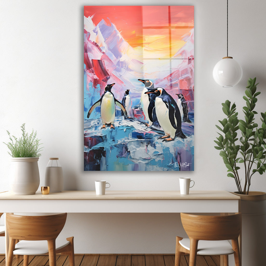 Buzdaki Penguenler cam tablo — iç mekân uygulama örneği