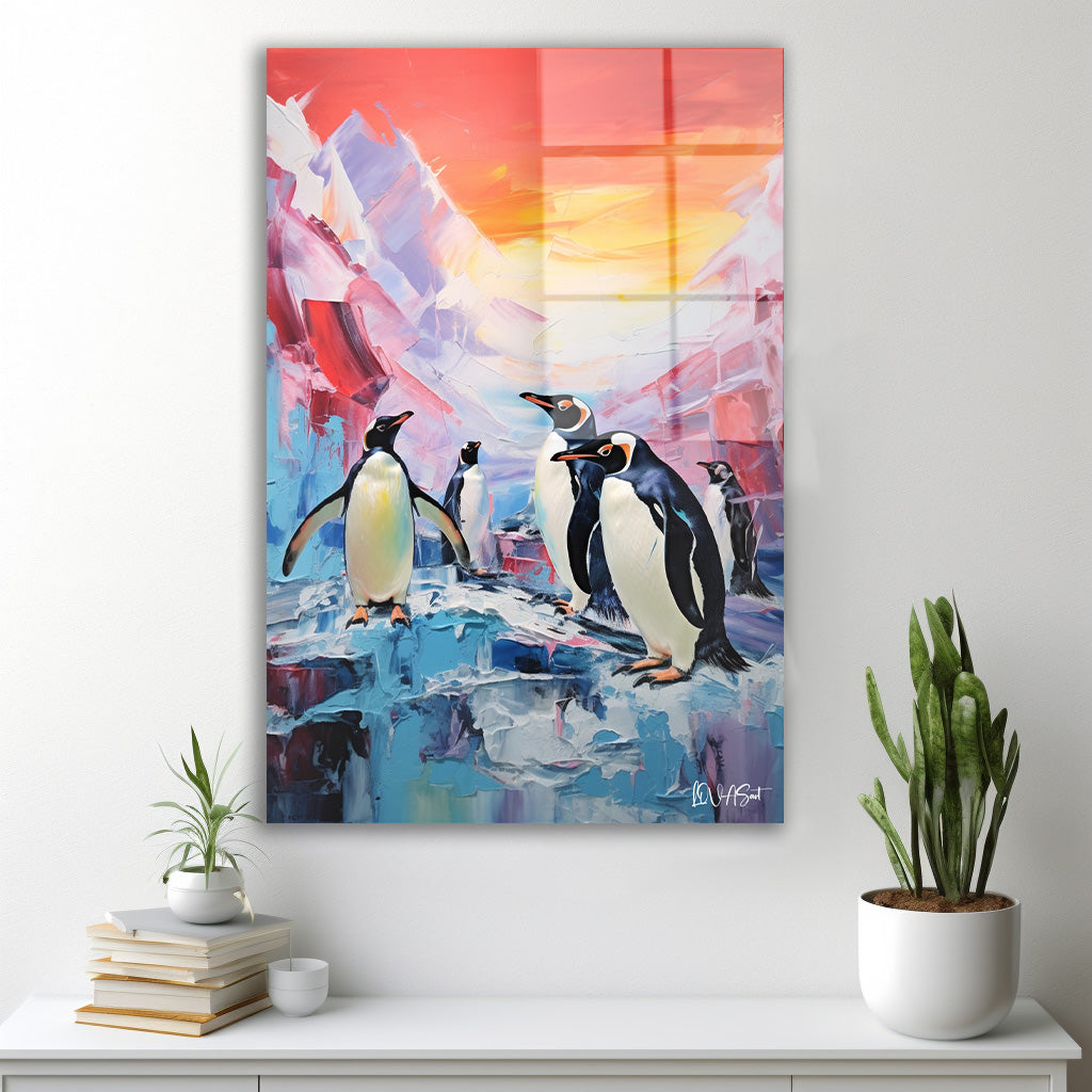 Buzdaki Penguenler cam tablo — farklı açıdan görünüm