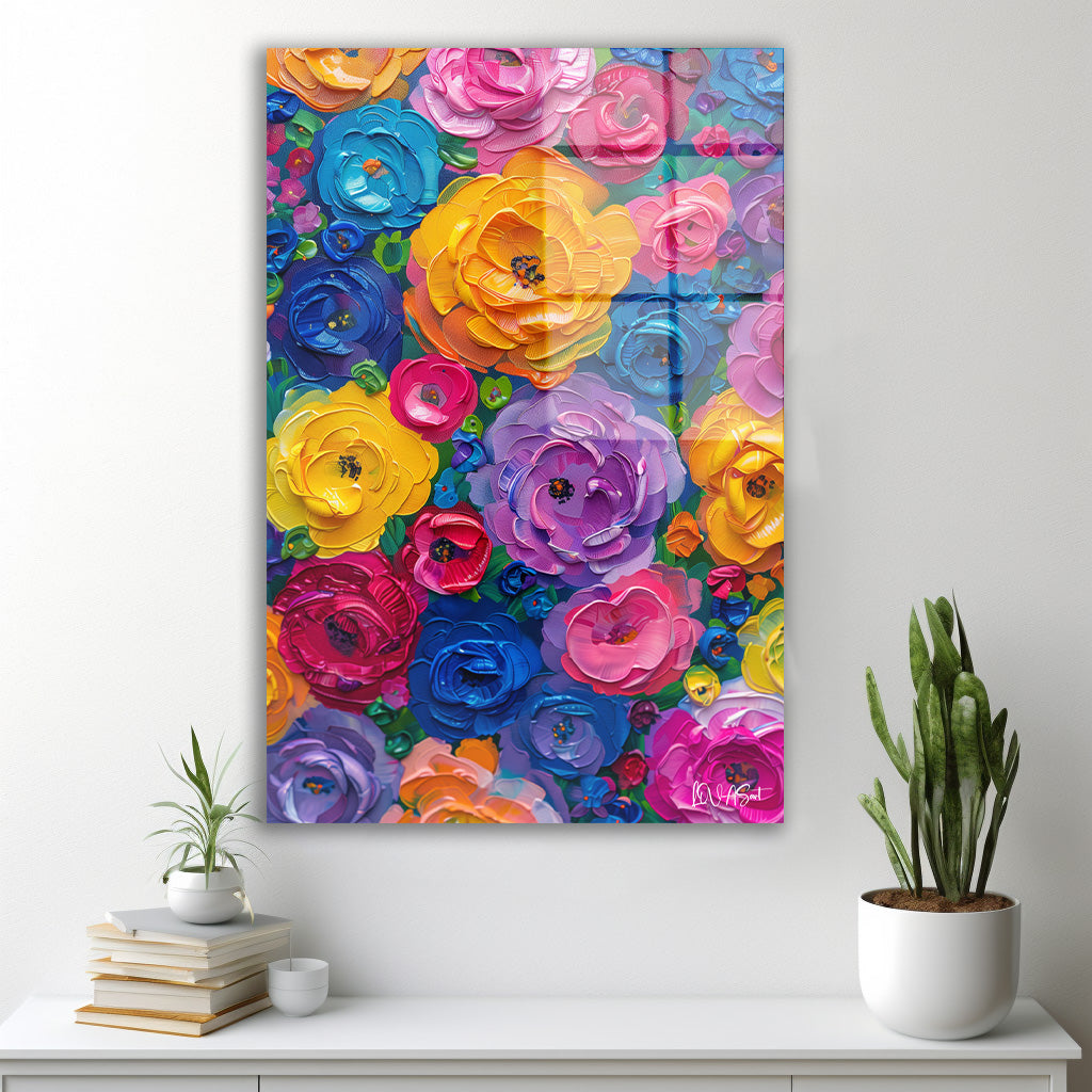 Canlı Renk Gülleri cam tablo — farklı açıdan görünüm
