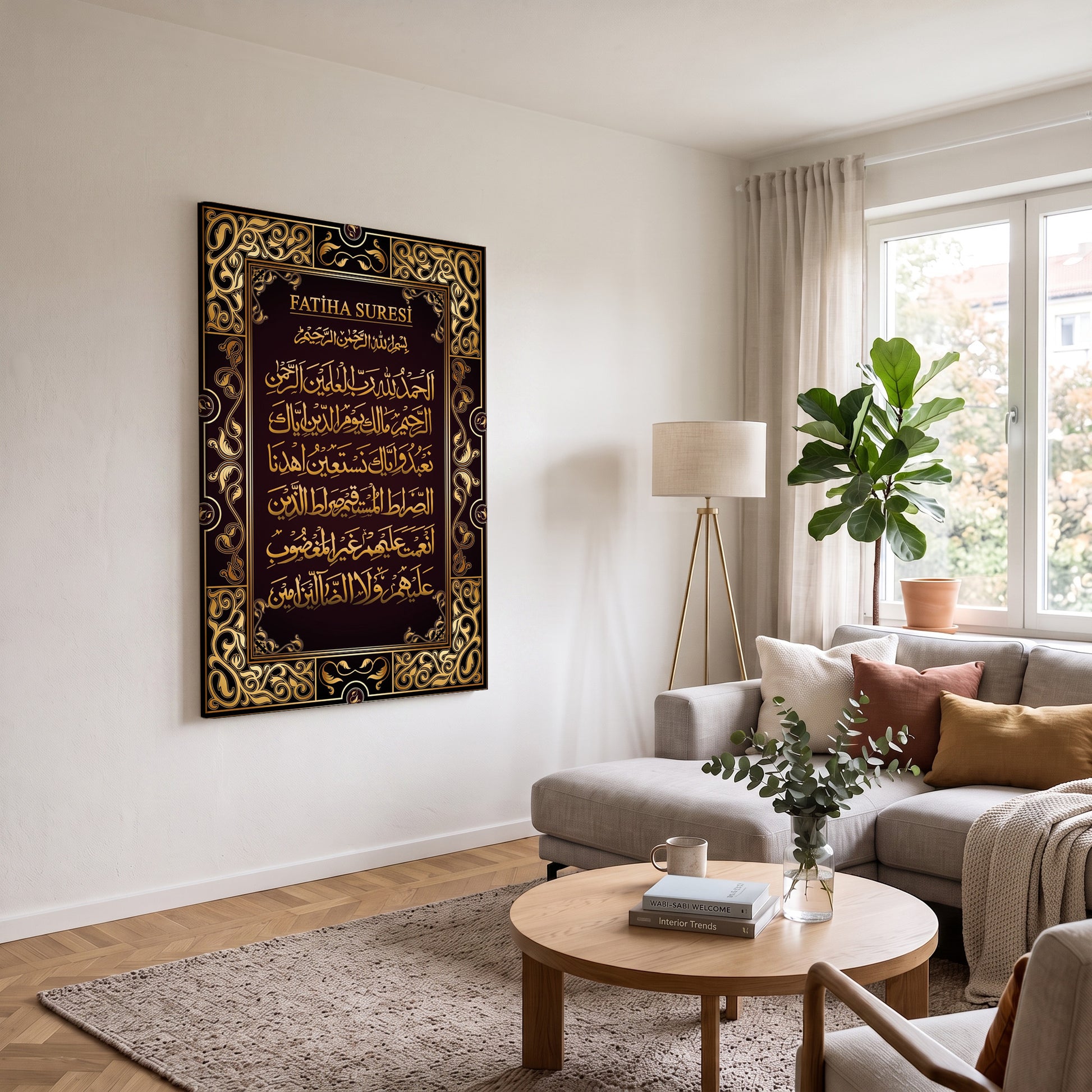 Çerçeveli Fatiha Suresi kanvas tablo — farklı açıdan görünüm