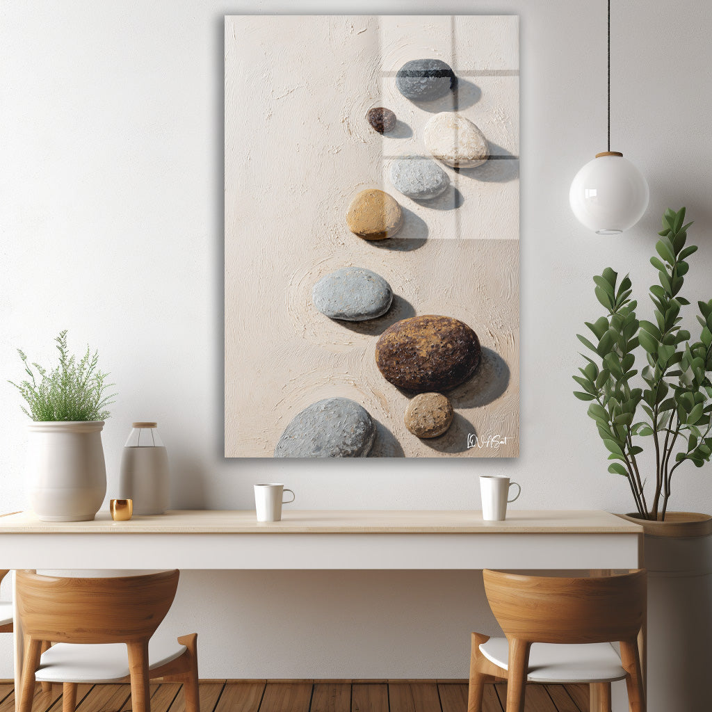 Denge Taşları 5 cam tablo — iç mekân uygulama örneği